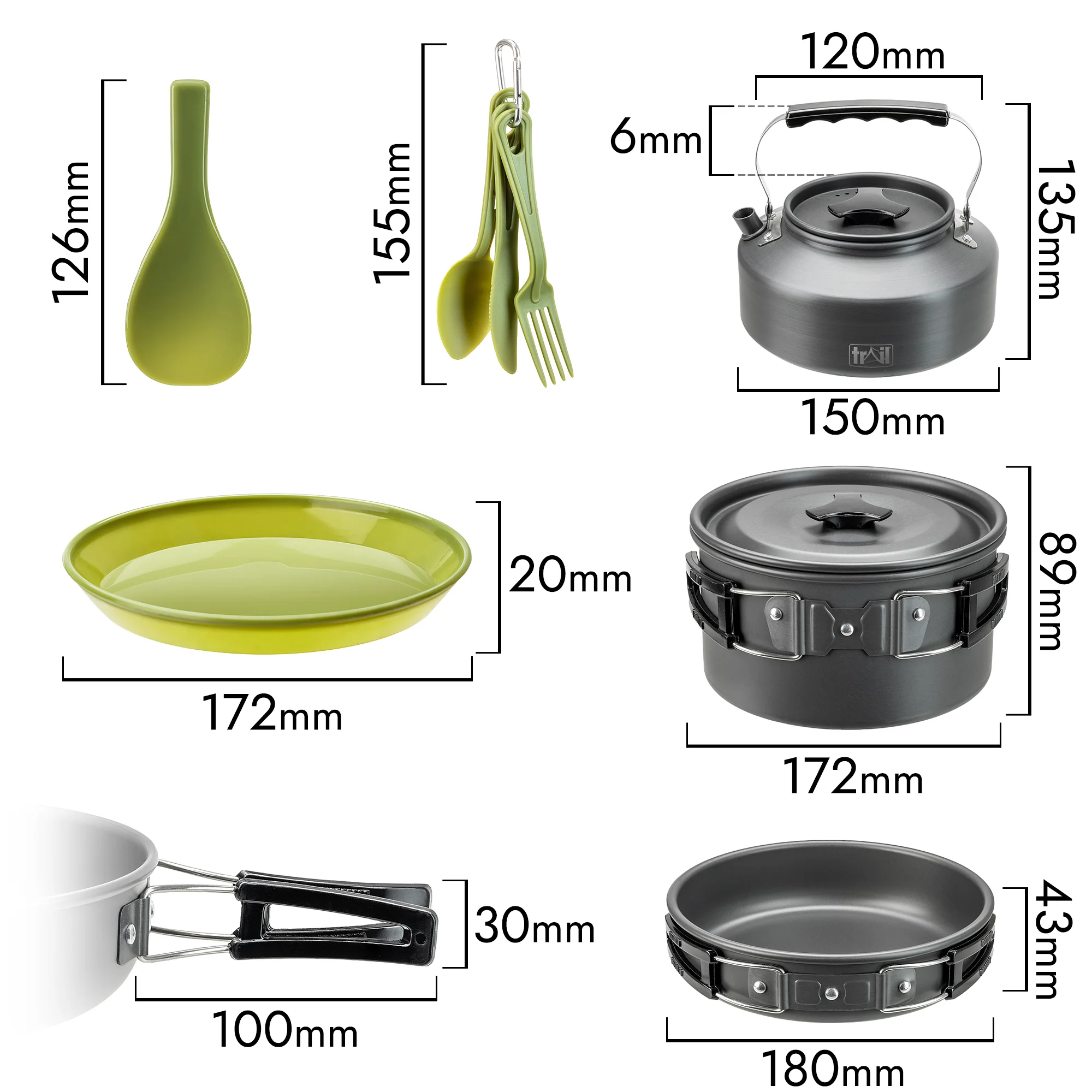 2 Person Camping Cooking Set with Kettle (15pc) - Image 4