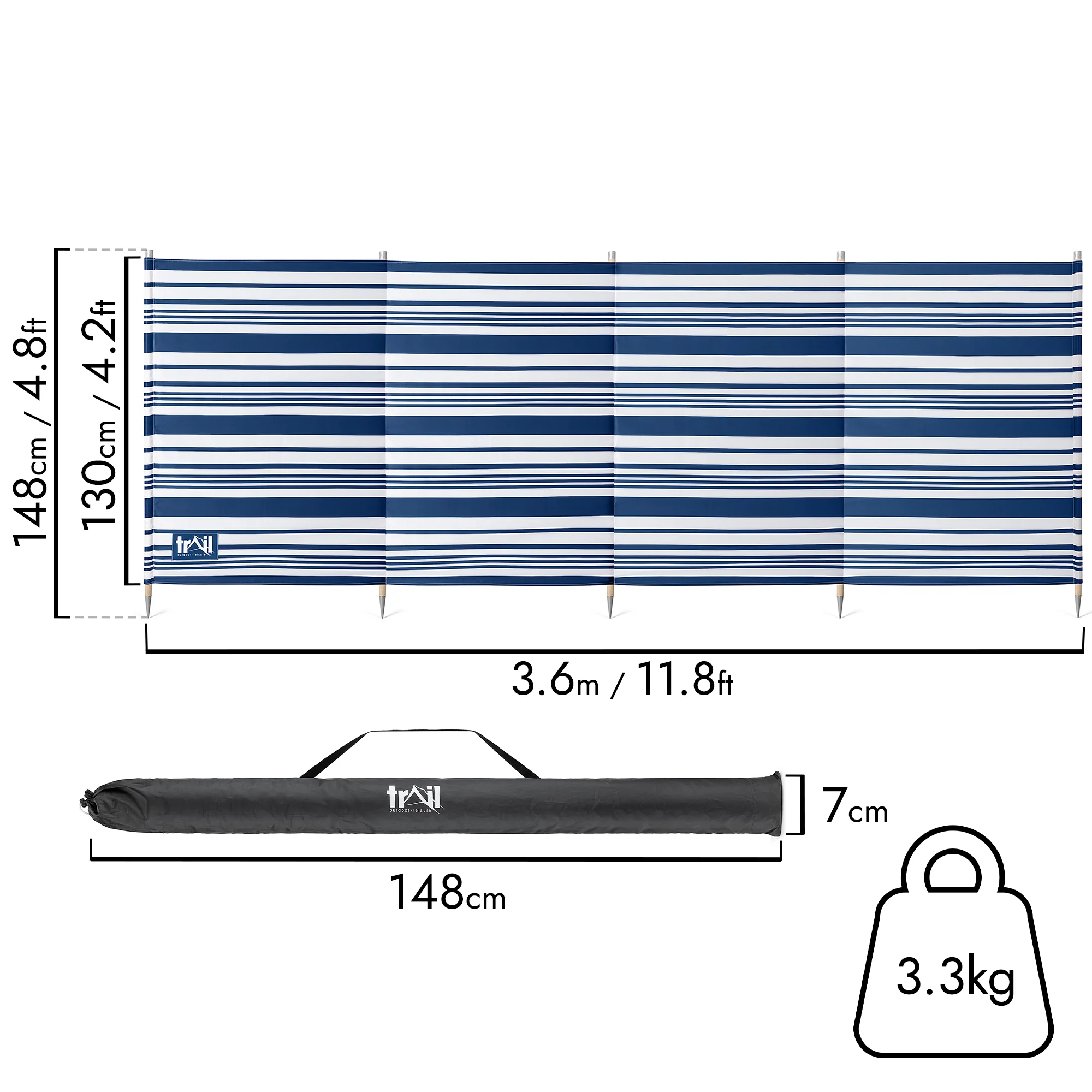 5 Pole Wooden Windbreak - Image 5