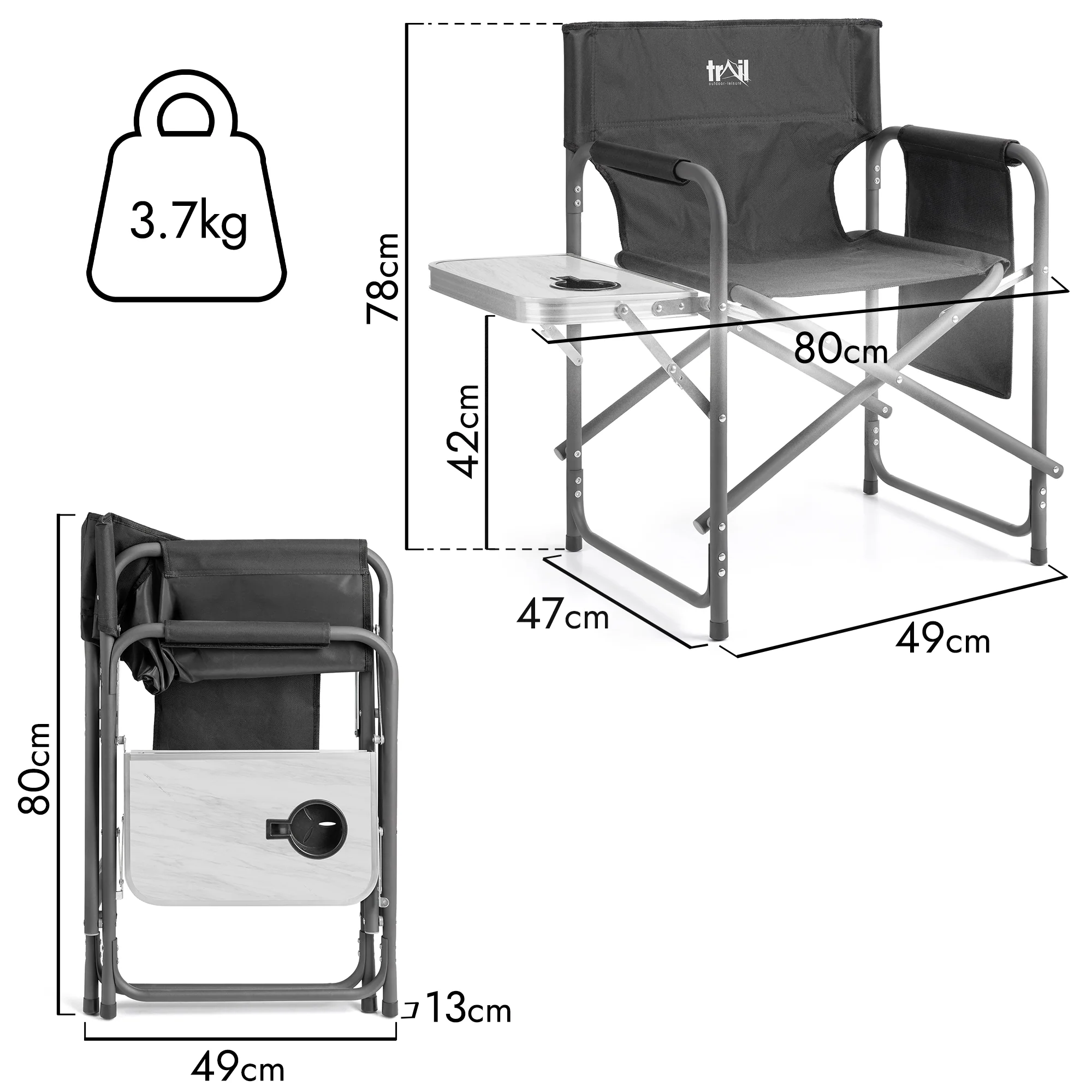 Folding Directors Chair With Side Table - Image 12