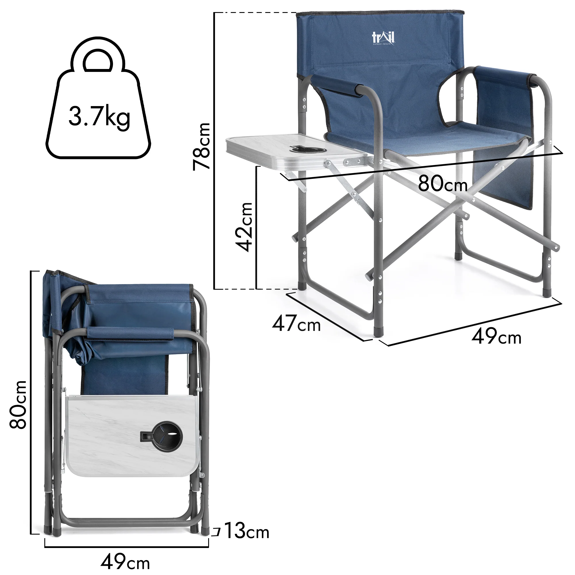 Folding Directors Chair With Side Table - Image 6
