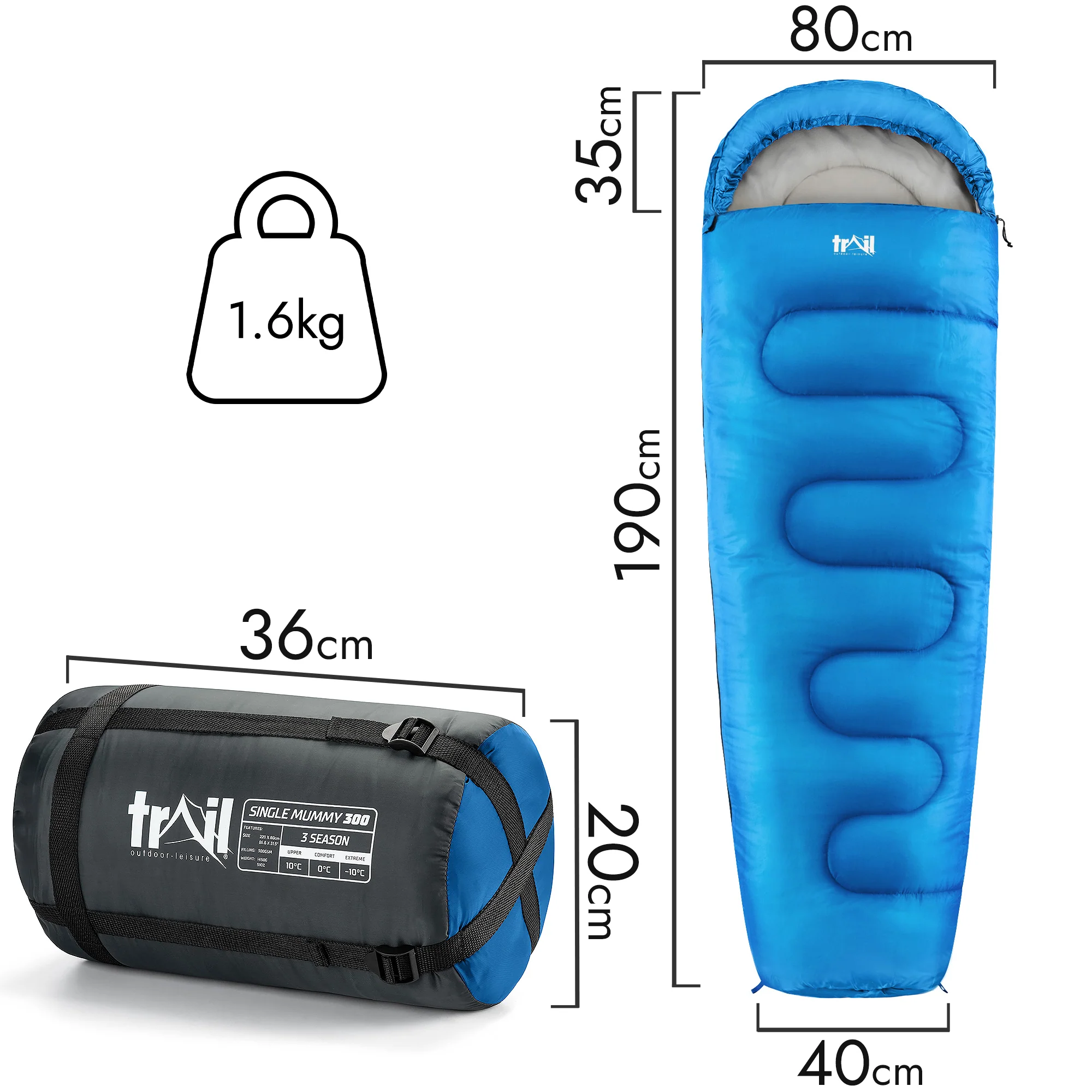 Mummy Sleeping Bag – 300gsm - Image 6
